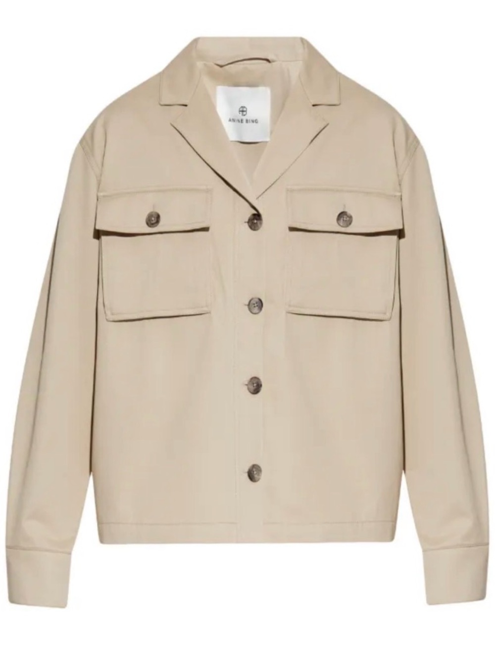Anine Bing Sand Beige Utility Jacket with Chest Pockets